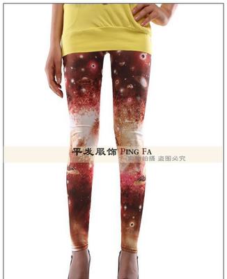 批发 欧美原单外贸 红色星空印花打底裤九分裤 时尚与性价比的完美融合